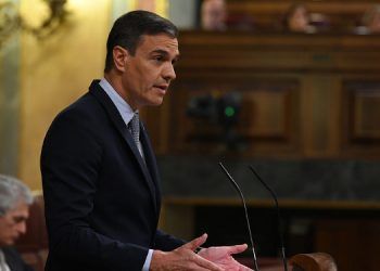 El presidente del Gobierno, Pedro Sánchez, durante su intervención inicial en el Debate sobre el Estado de la Nación. Pool Moncloa/Borja Puig de la Bellacasa. Congreso de los Diputados, Madrid 12.7.2022