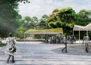 Plaza central del Parque Metropolitano Campamento Benítez con una superficie de 6.300 m2