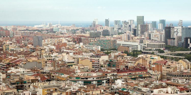 Aerial view of Barcelona city