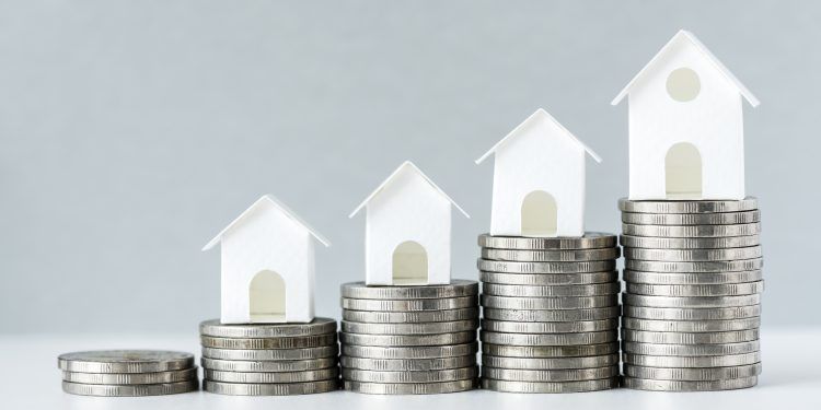 Macro shot of increase in mortgage rate concept
